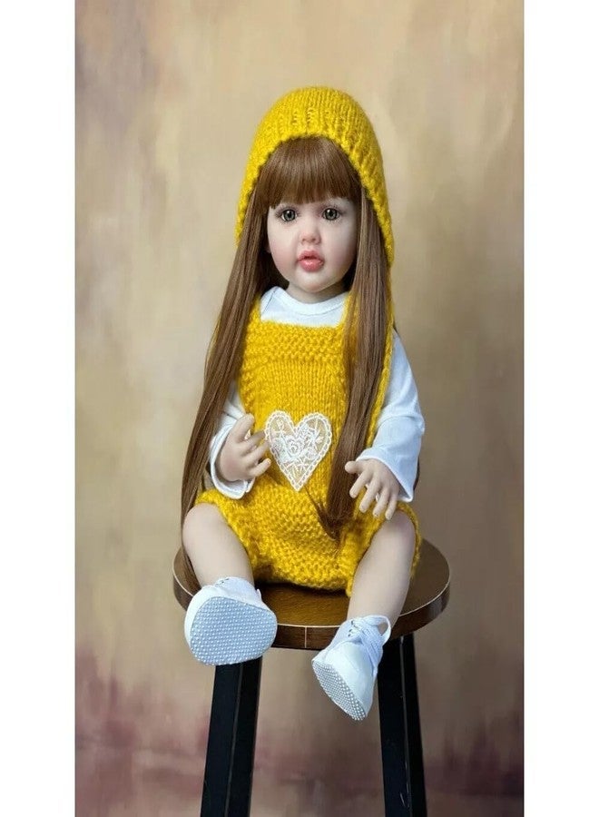 Ramokdu 22 Inch Reborn Baby Dolls Silicone Full Body Adorable Long Hair Toddler Princess Girls That Look Real Baby Doll 55cm Realistic Newborn Baby Doll for 3+ Year Old Girls - Multicolor - Image 3
